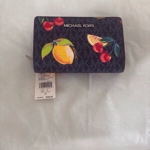 Michael Kors Black Wallet with Fruit Print